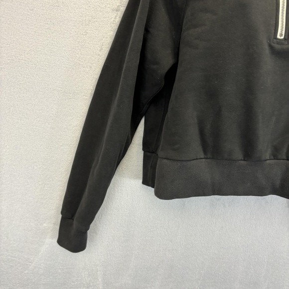 Vuori Restore 1/2 Zip Hoodie Womens Small Black Fleece Cropped Relaxed VW288 - Picture 11 of 13
